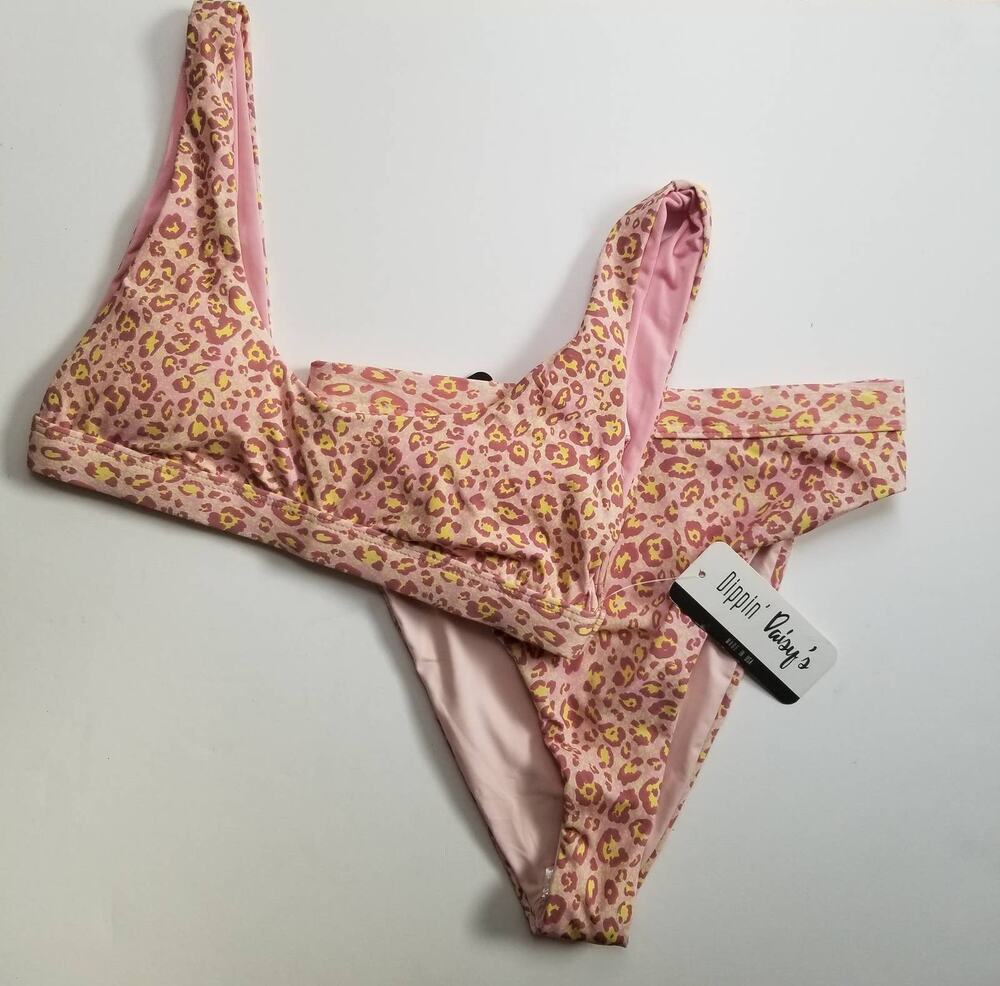 NWT Dippin' Daisy's Wild Leopard Print High Waist Bikini, Size XS (0/2)